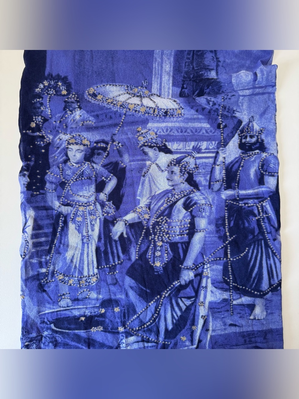 SS1998 Jean Paul Gaultier Frida Khalo Strapless Printed Mesh Dress in Blue - Picture 8 of 9